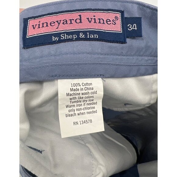 Vineyard Vines Mens Blue Chino Shorts Size 34 Waist Blue 100% Cotton Preppy - Picture 5 of 5